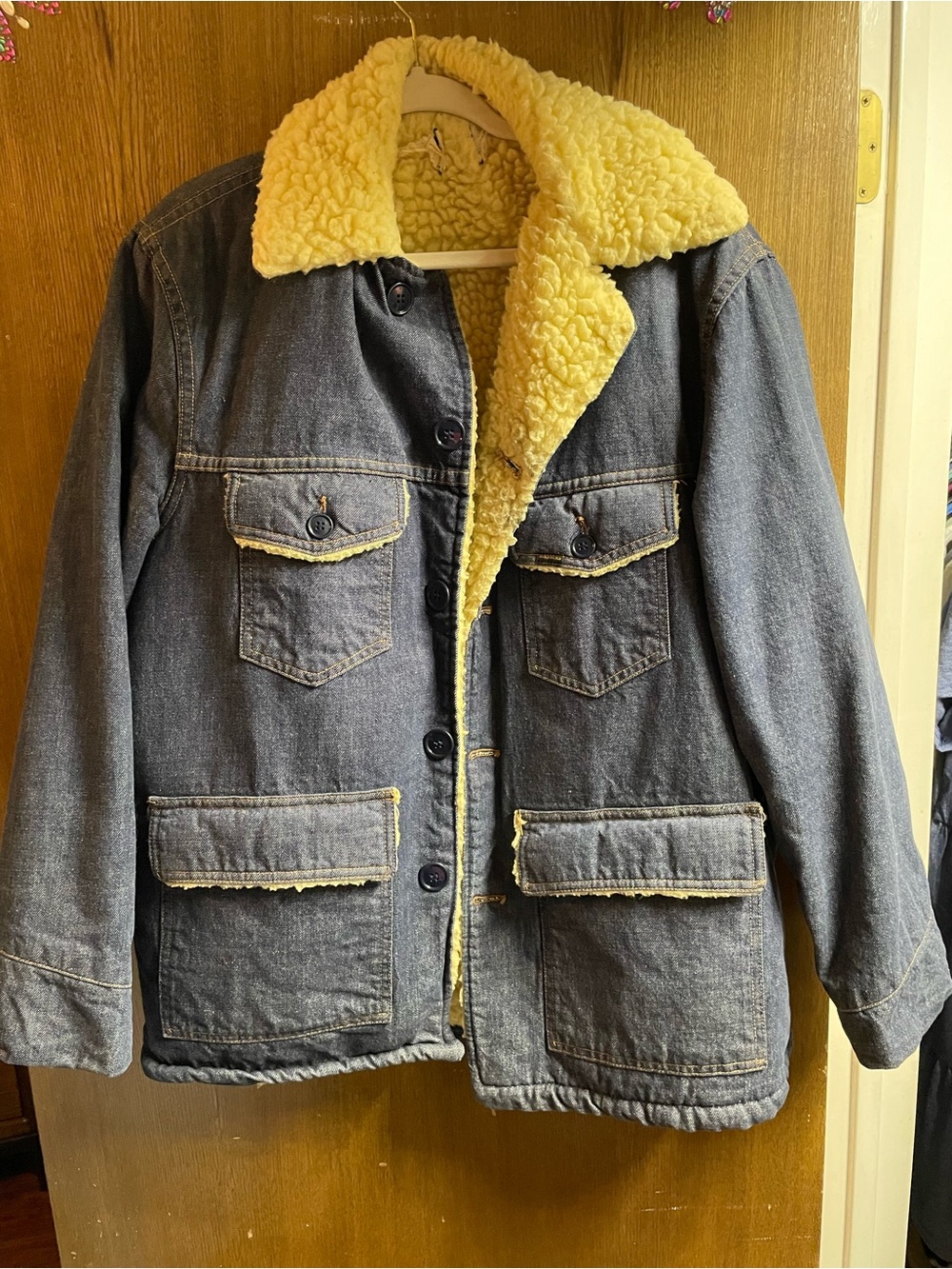 Men's Vintage Roebucks Denim Jacket with cream Sherpa lining